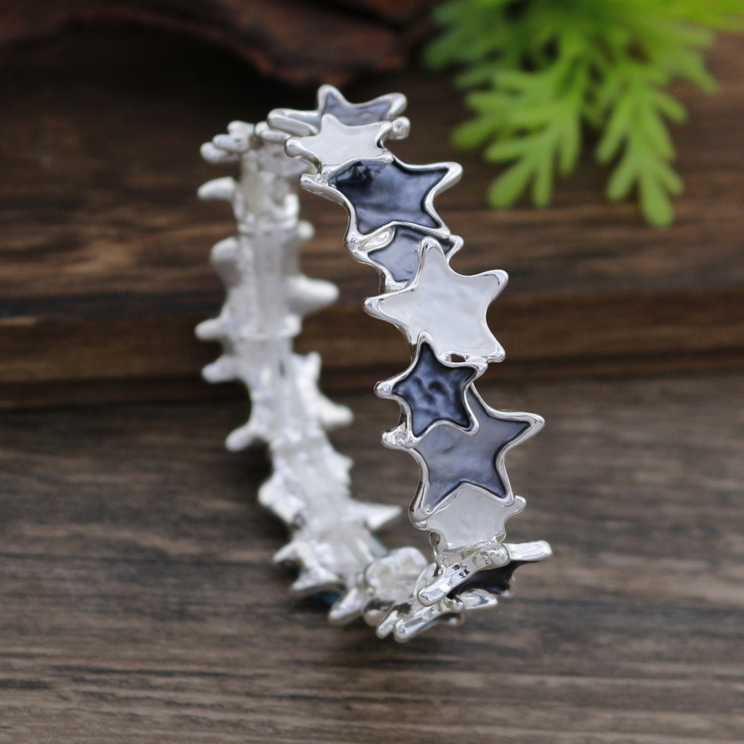 Enamel Asymmetrical Star Stretch Bangle Women N6C216