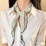 Load image into Gallery viewer, Womens Black and White Polka Dot Beaded Triangle Scarf N6K272