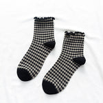 Load image into Gallery viewer, Plaid Ruffle Trim Mid-Calf Socks Women Preppy N6H006