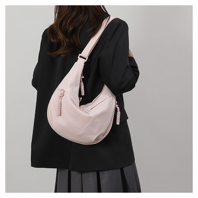 Women's Washed Nylon Dumpling Crossbody Bag N6J208
