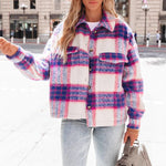 Load image into Gallery viewer, Check Wool-Like Coat Cropped Heavyweight N5Z312
