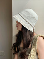 Load image into Gallery viewer, Lace Trim Linen Blend Bucket Hat Women N6C389