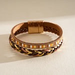 Load image into Gallery viewer, Vintage Leather Leopard Braided Magnetic Clasp Bangle N6H088