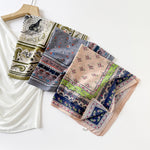 Load image into Gallery viewer, Vintage Floral Cotton Square Scarf 65cm Women N6H117