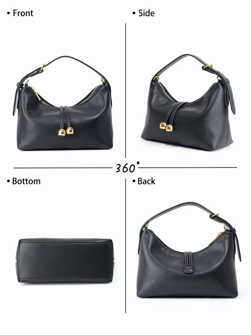 Metallic Hobo Shoulder Bag Women Black N6C034