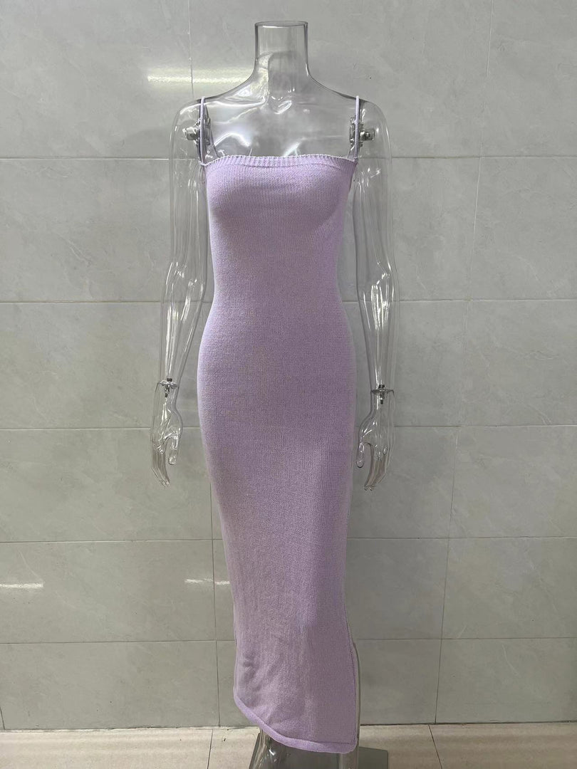 Sexy Backless Knit Beach Club Slip Dress Women N6D079