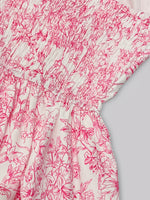 Load image into Gallery viewer, Pink Floral French Ruffle Tie Detail Maxi Dress Women N6D144