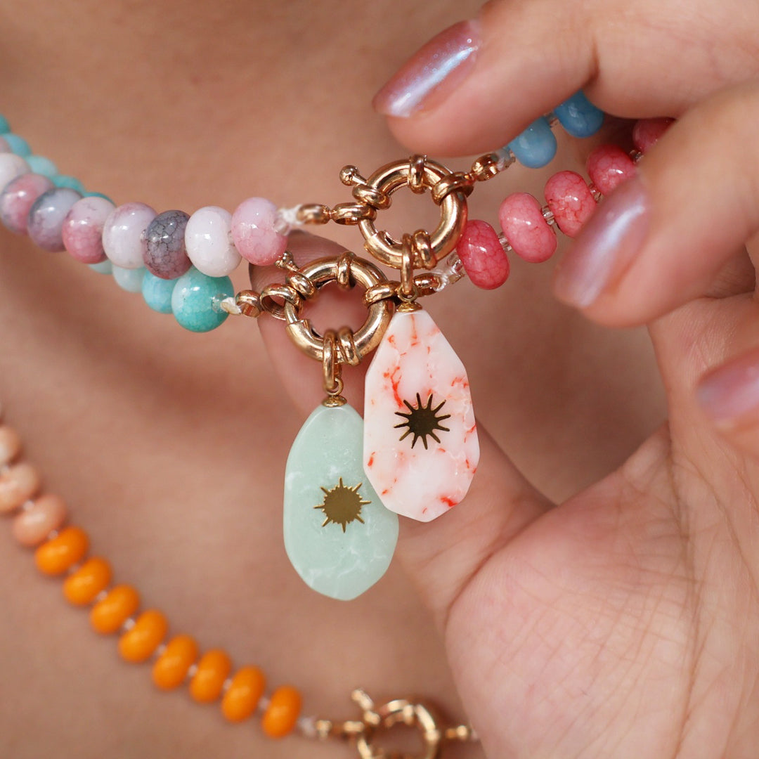 Bohemian Natural Stone Bead Pendant Necklace N6E112
