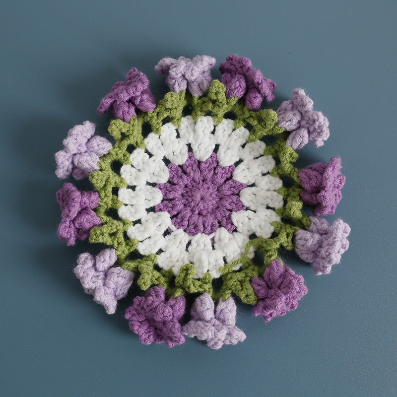 Handmade Crochet Lily of Valley Coaster Bag Charm N6G034