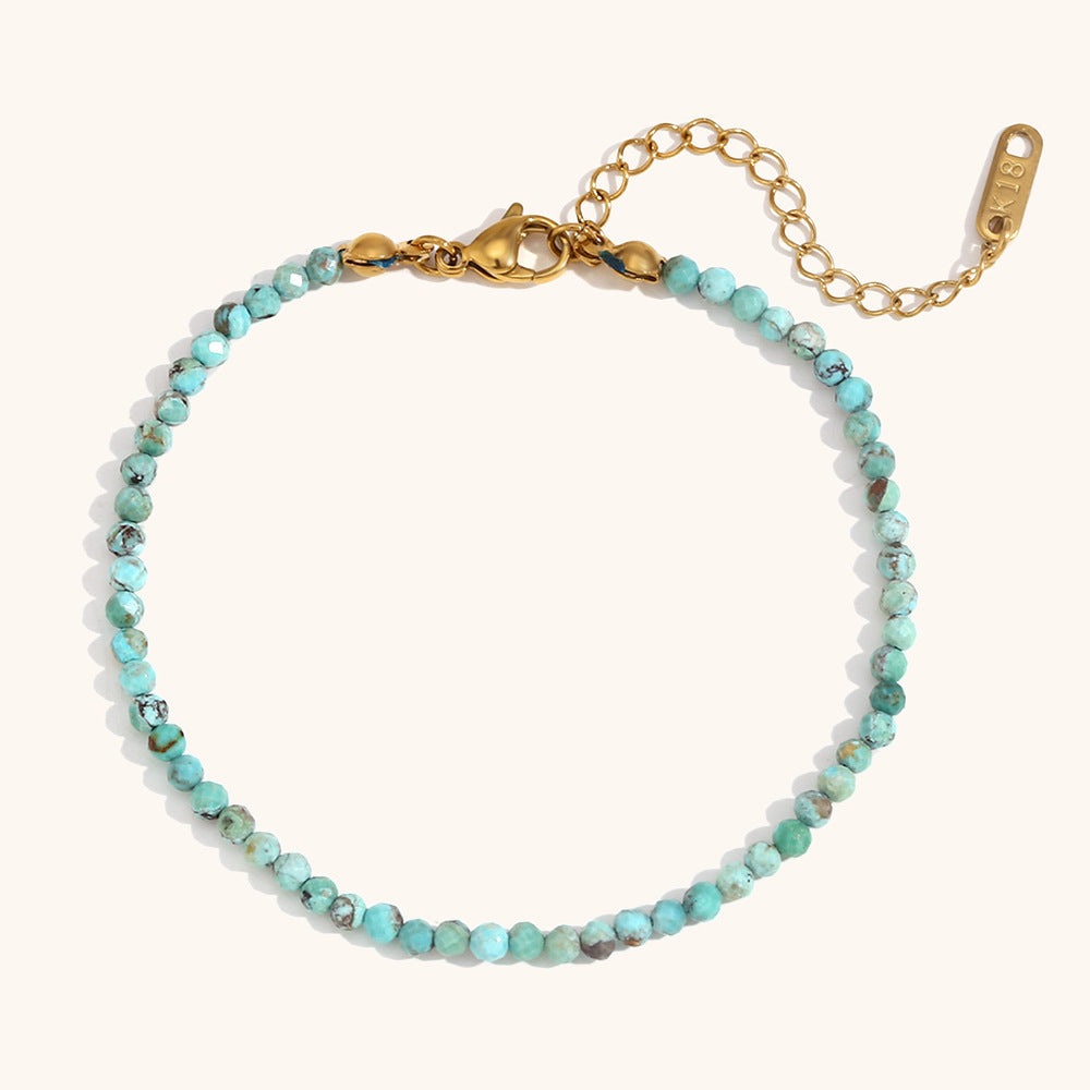 Natural Stone Chain Steel Gold Plated S5P250