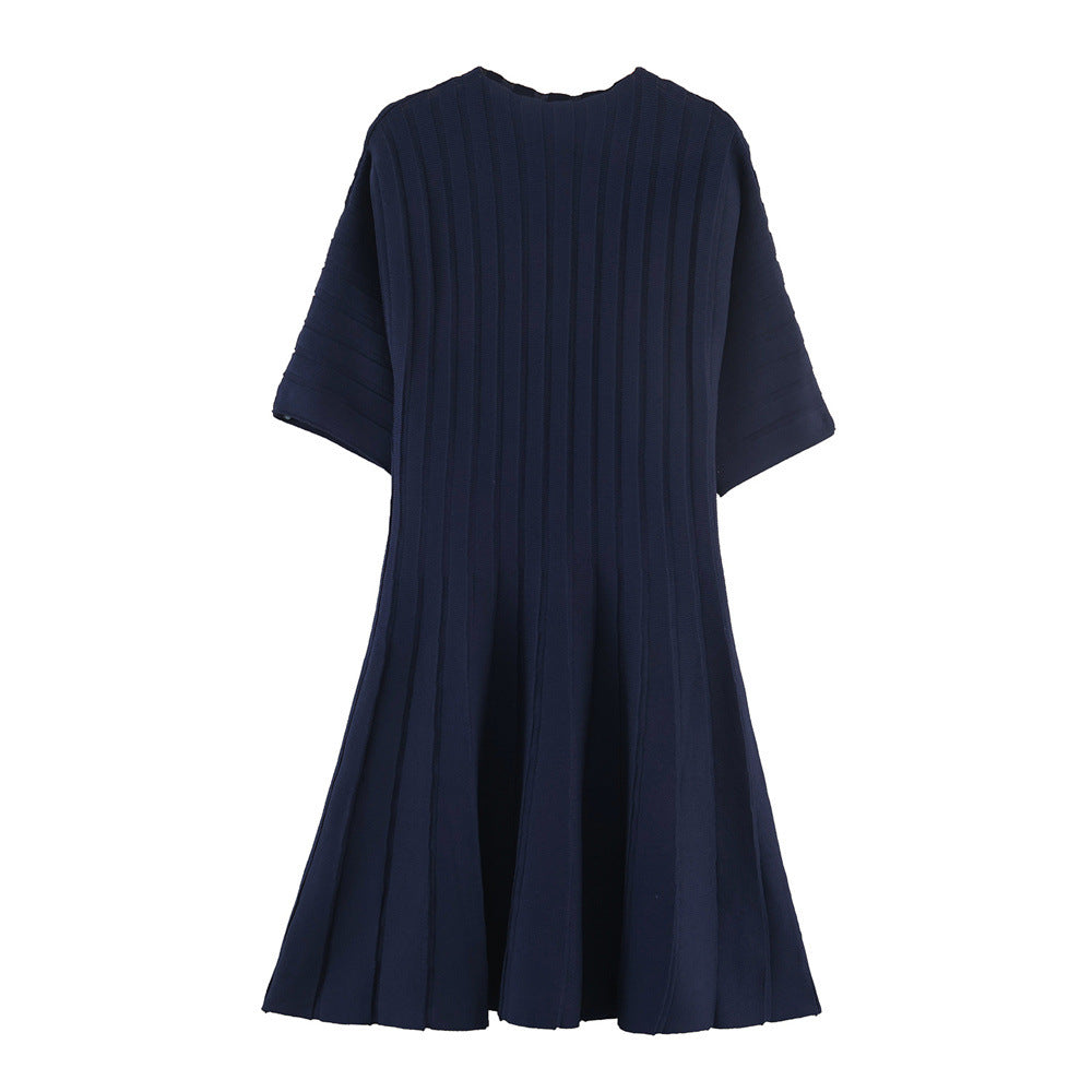 Knit Round Neck Short Sleeve Dress Women N6C270