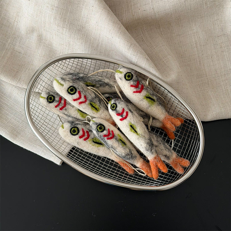 Funny Dried Fish Felt Pendant Handmade Gift N6G017