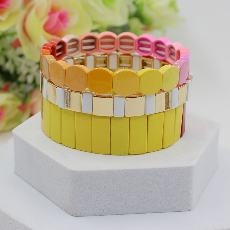 Enamel Bracelet Stove-Enameled Adjustable Elastic S5P035