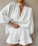 Load image into Gallery viewer, Lantern Sleeve Linen Two-Piece Set Women N6D115