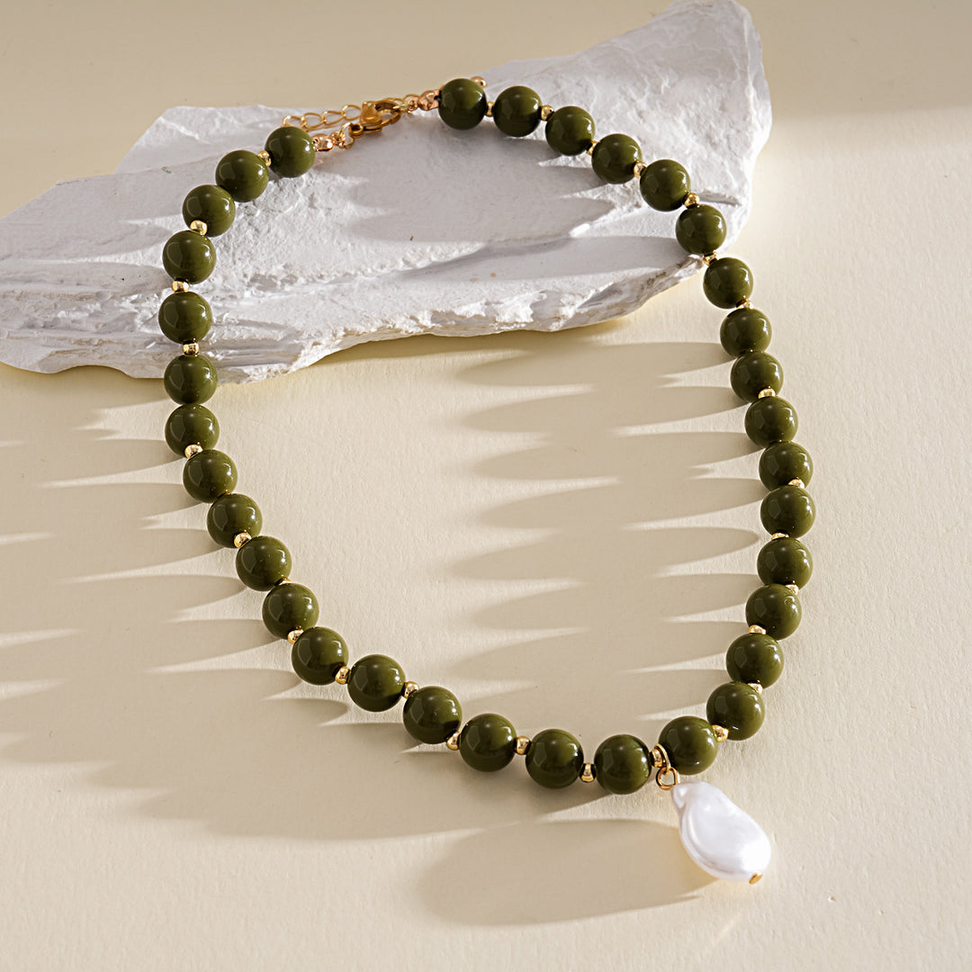 Dopamine Pearl Acrylic Geometric Beaded Necklace N6H059