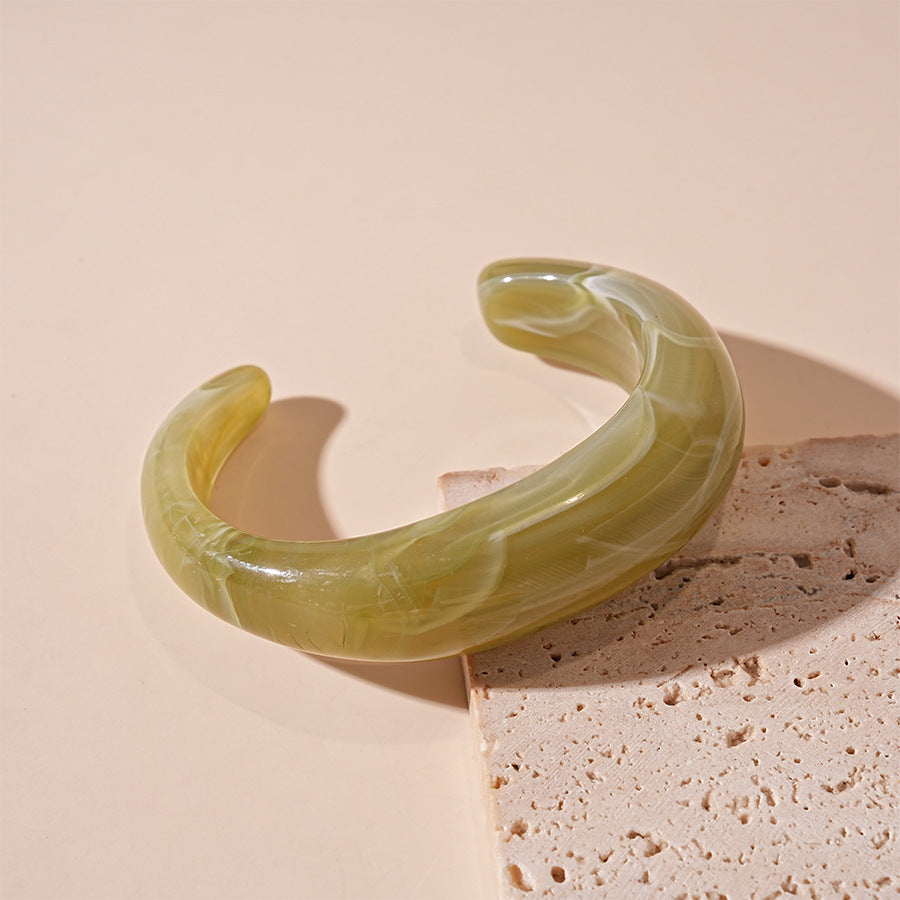 Vintage Marbled Acrylic Bangle Open Geometric S5P052