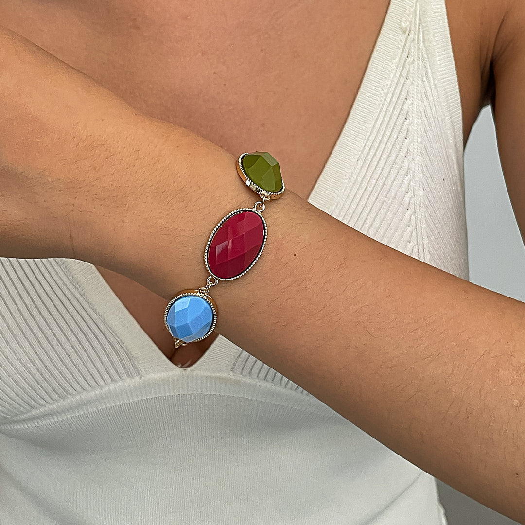 Womens Vintage Marbled Oval Resin Bracelet N6K134