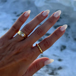 Load image into Gallery viewer, 18K Gold Plated Lava Pearl Ring Women Titanium Steel N6H166