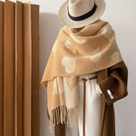 Load image into Gallery viewer, Double-Sided Jacquard Heart Flower Scarf Shawl Women N6H245