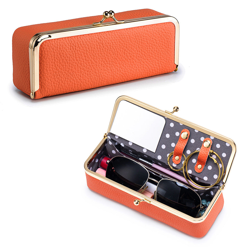 Genuine Leather Sunglasses Case Cosmetic Jewelry N6G098