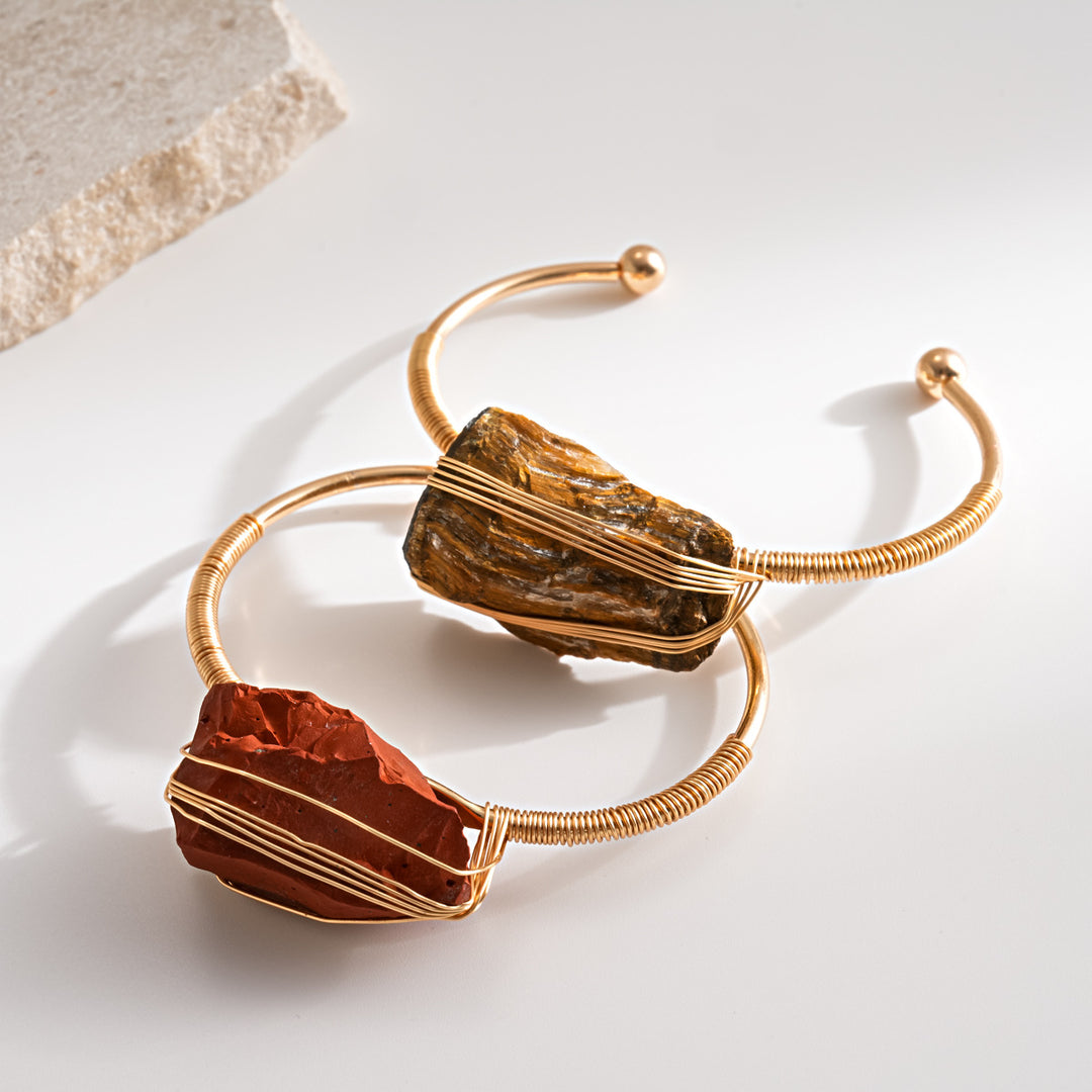 Vintage Natural Crystal Wire Wrap Bangle N6F282