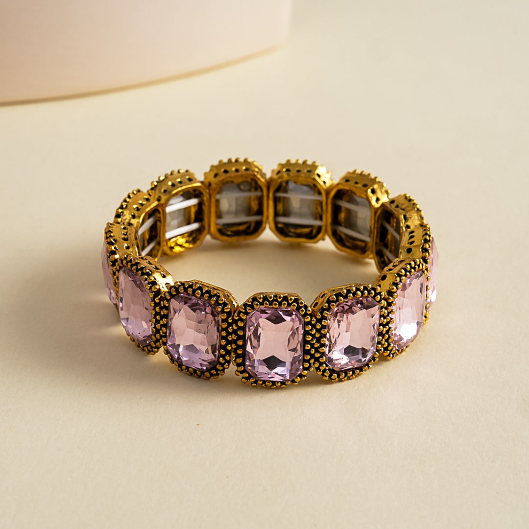 Womens Rhinestone Square Alloy Stretch Bracelet N6K135