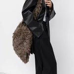 Load image into Gallery viewer, Fur Like Shoulder Bag Grey Brown S5P276