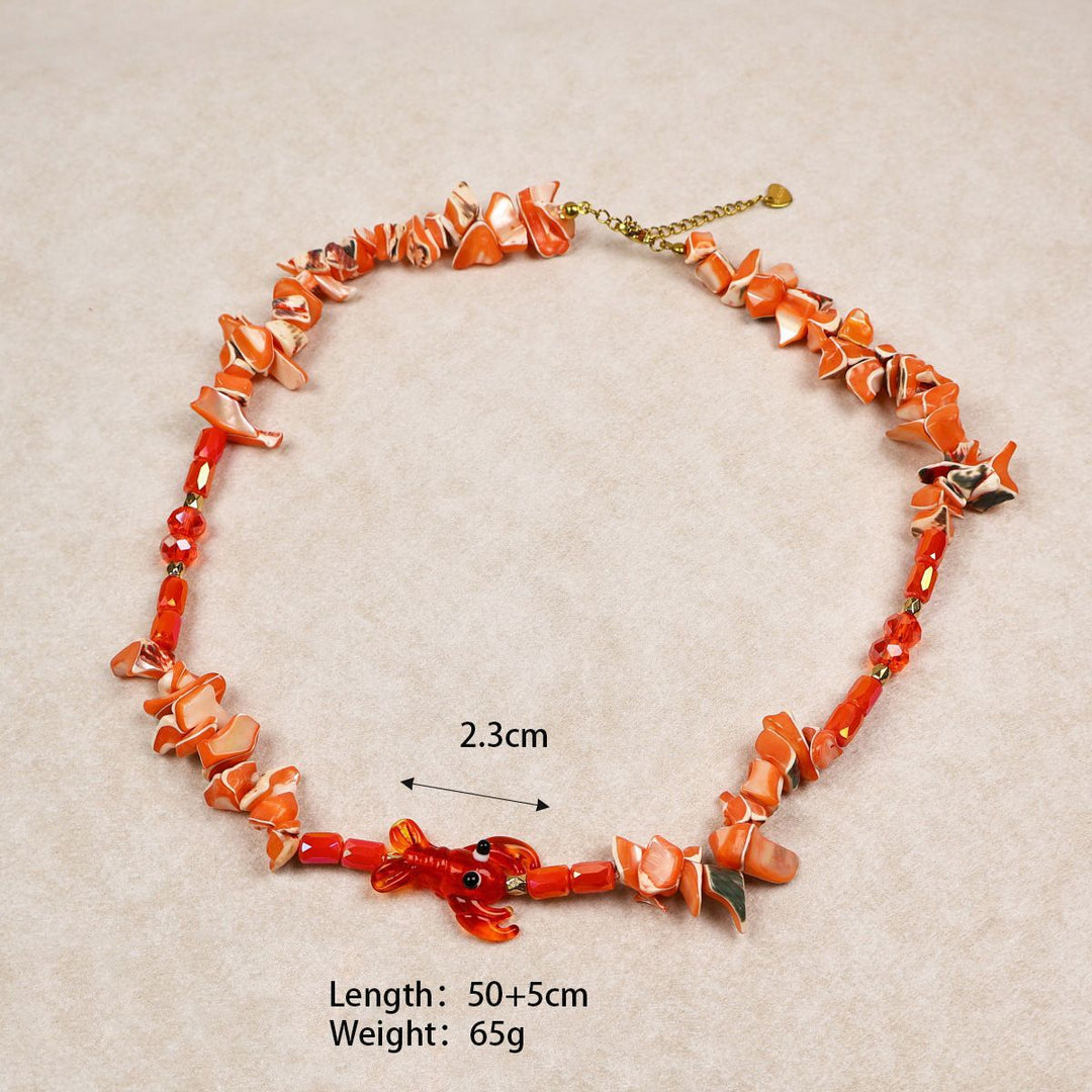 Ocean Lobster Handmade Beaded Necklace N6E117