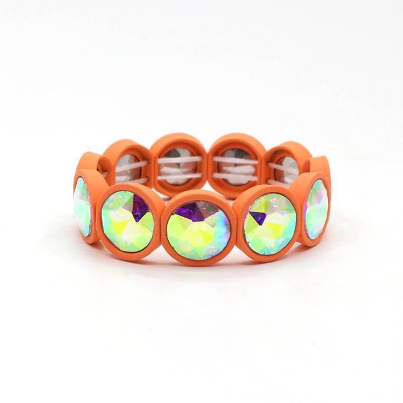 Enamel Flower Bangle Color Crystal Glass Stove S5P031