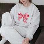 Load image into Gallery viewer, Bow Embroidery Relaxed Long Sleeve Womens Sweatshirt N5A040
