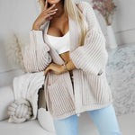 Load image into Gallery viewer, Cable Pocket Cardigan Long Mid Weight Gray N5Z671
