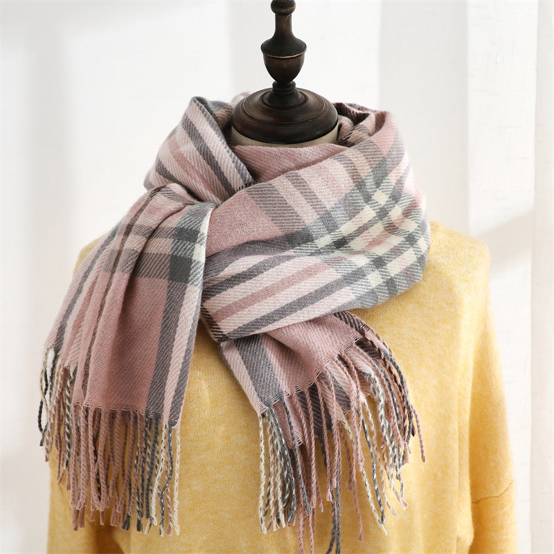 Plaid Pattern Faux Cashmere Wrap  M5A226