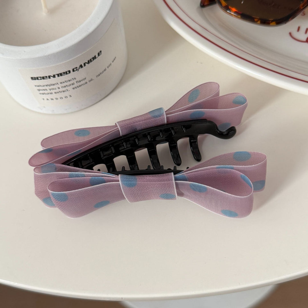 Polka Dot Bow Hair Clip Layered Banana Clip  N6F060