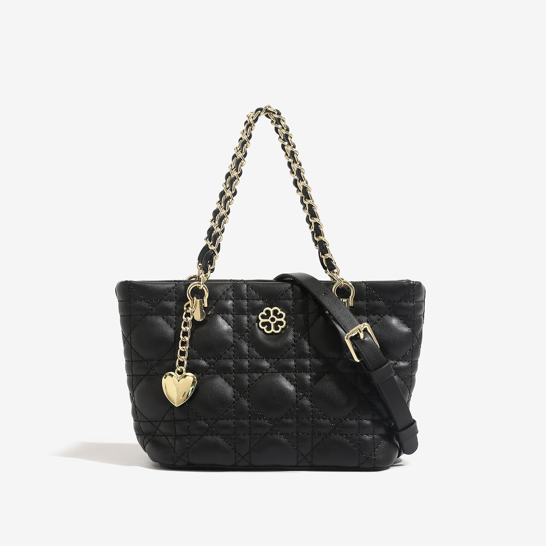 Diamond Quilted Chain Tote Bag PU Polyester S5P314