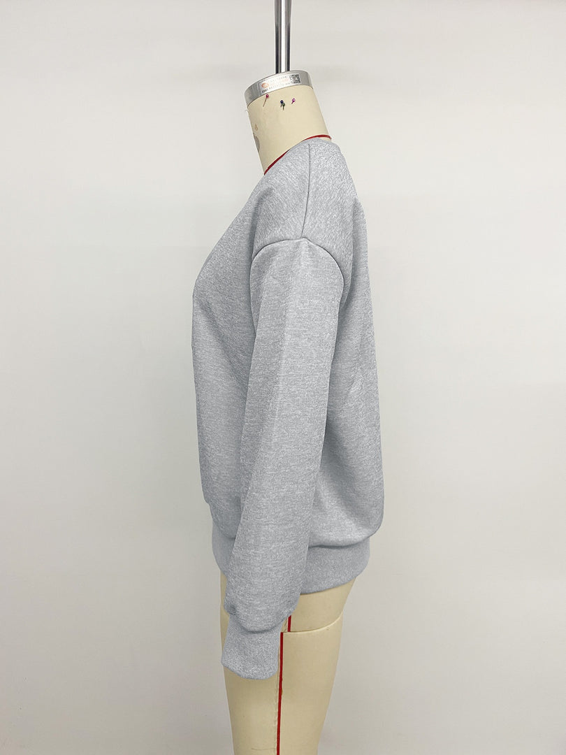 Casual Round Neck Bow Detail Loose Sweatshirt Women N6H295