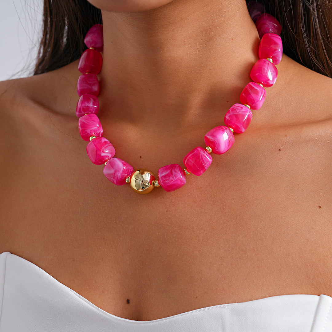 Oversized Acrylic Ombre Geometric Choker Artistic N6H060