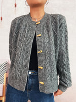Load image into Gallery viewer, Cable Button Round Cardigan Mid Heavy Options N5Z901
