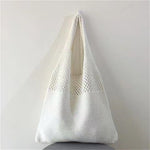 Load image into Gallery viewer, Women's Woven Cutout Knit Bucket Tote Bag N6J171