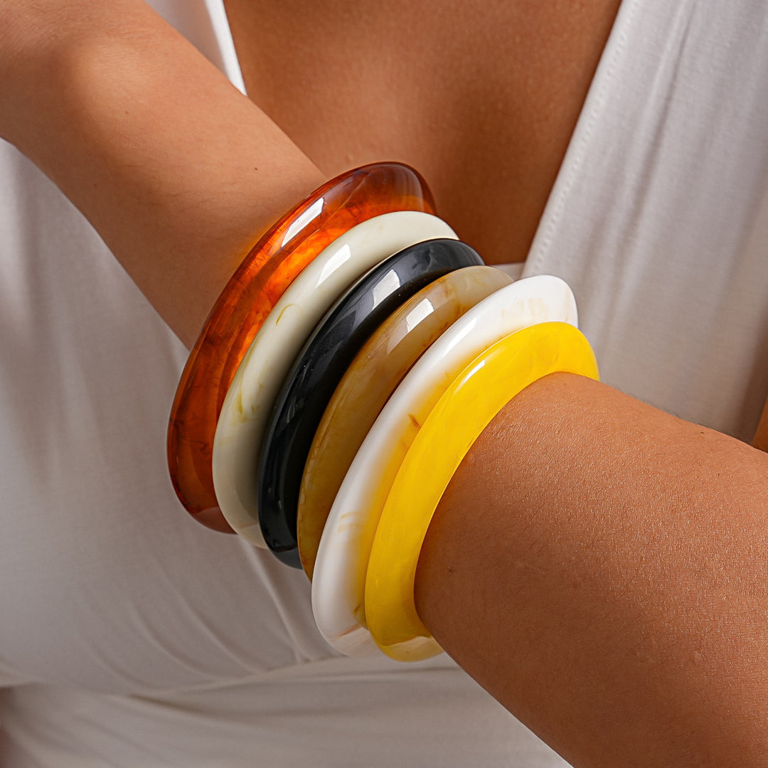 Vintage Resin Ombré Geometric Bangle Set 3-Piece N6H073