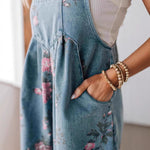 Load image into Gallery viewer, Floral Print Denim Jumpsuit Shorts Women N6C235