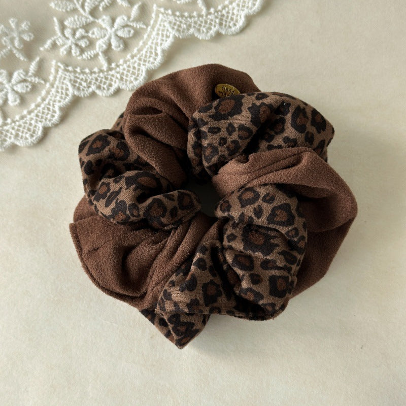 Womens Leopard Print Suede Feel Scrunchie N6K010