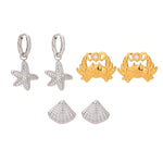 Load image into Gallery viewer, Geometric Zircon Studs Steel Gold-Plated S5P148