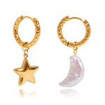 Load image into Gallery viewer, Star Moon Clip-On Earrings Steel 18K Gold-Plated S5P158