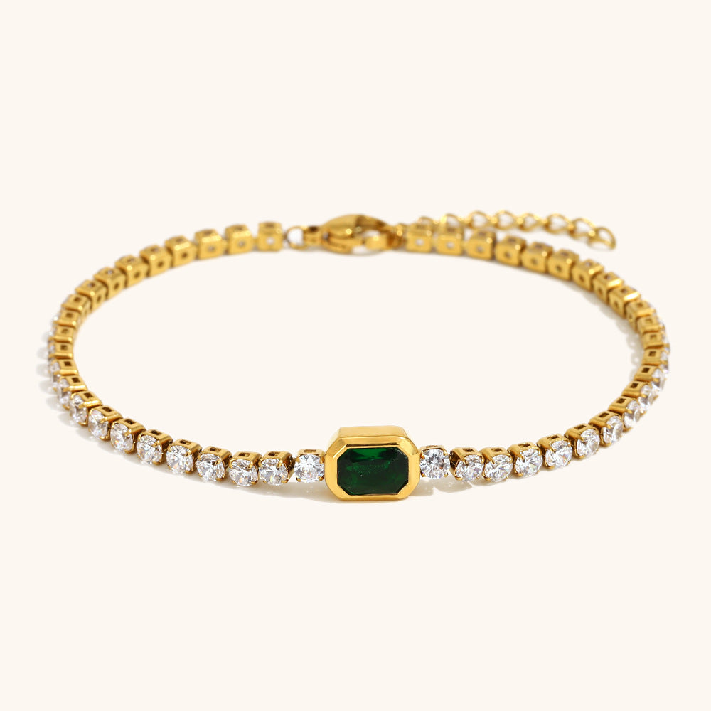 3mm Zirconia Line Bracelet Steel 18K Plated S5P114
