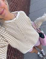 Load image into Gallery viewer, Street Style Striped Knit Cardigan Long Sleeve Women N6G286