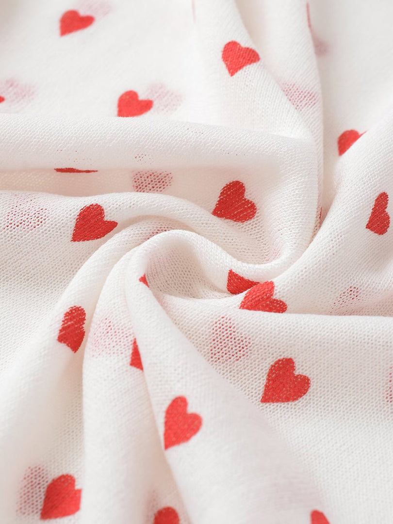 Heart Detail Long Sleeve Knit Sweater Women N6D121
