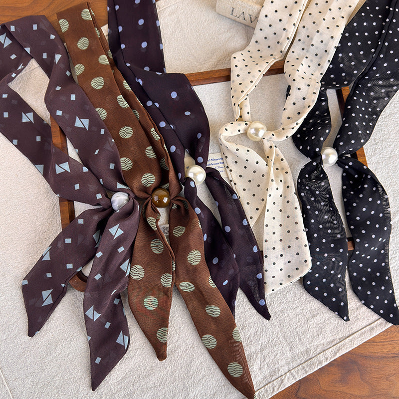 Womens Korean Polka Dot Beaded Scarf Necklace N6K277