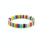 Load image into Gallery viewer, Rainbow Enamel Bead Bracelet Elastic Adjustable Alloy S5P034