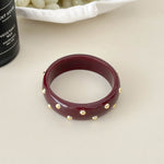 Load image into Gallery viewer, Vintage Studded Resin Bangle Wide Cuff Bracelet N6F098