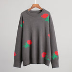 Load image into Gallery viewer, Rose Round Sweater Mid Weight Pink Black Gray N5Z843